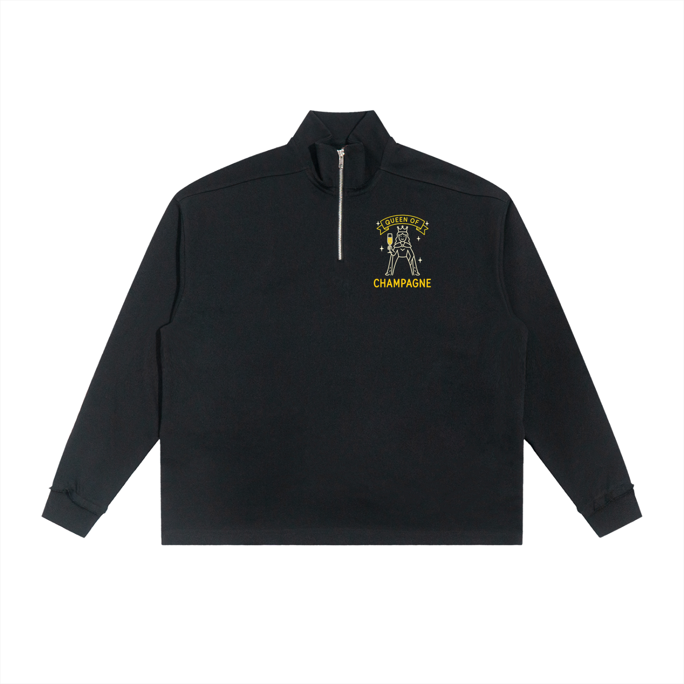 Queen of Champagne Half-Zip Rolled Edge Fleece Sweatshirt