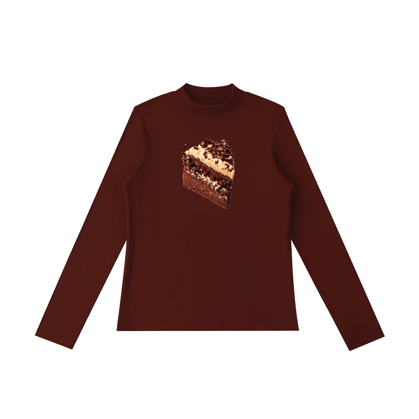 Ani's Mocha Cake Mock Neck Long Sleeve T-Shirt