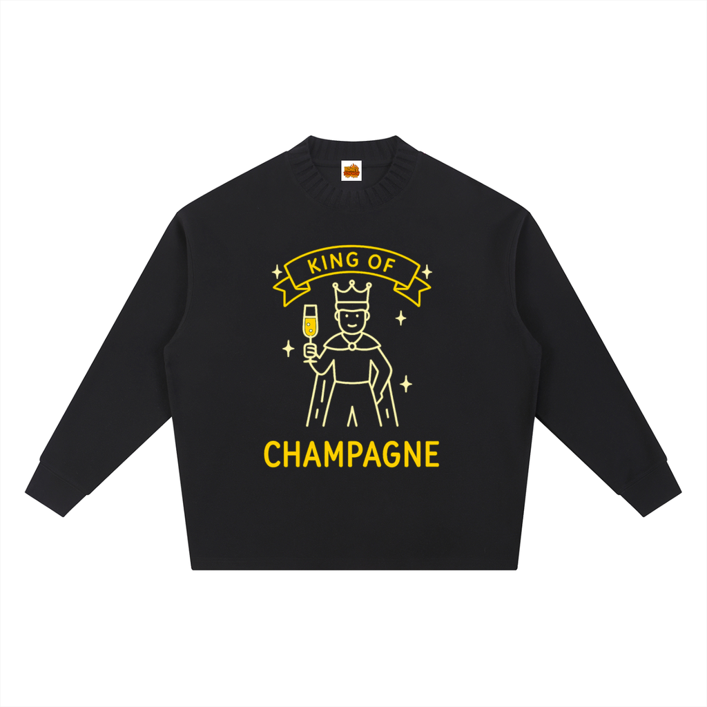 King of Champagne Knitted Round Neck Oversize Sweatshirt