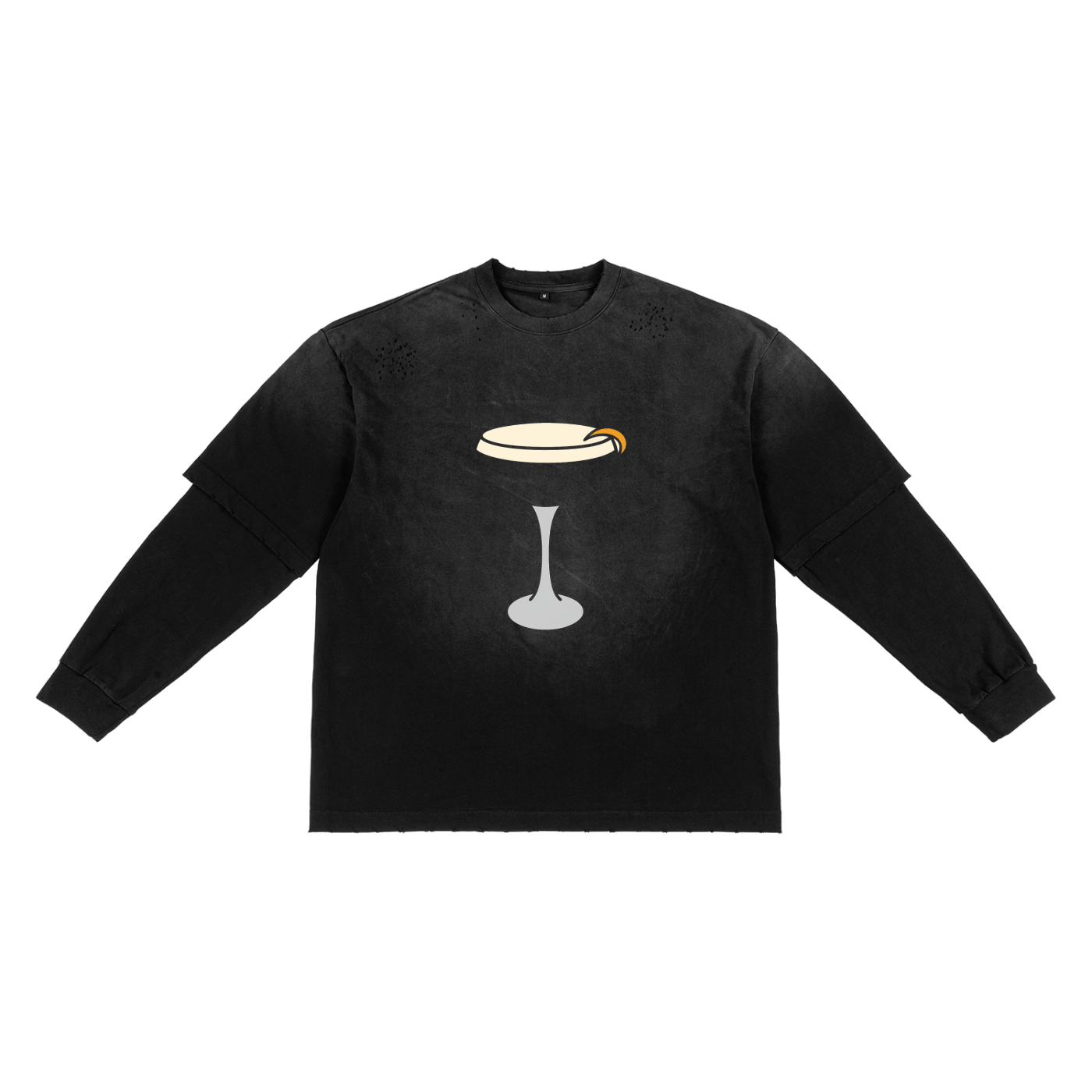 Dove + Deer Espressotini Sunfade Hand-Frayed Faux Two-Piece T-Shirt