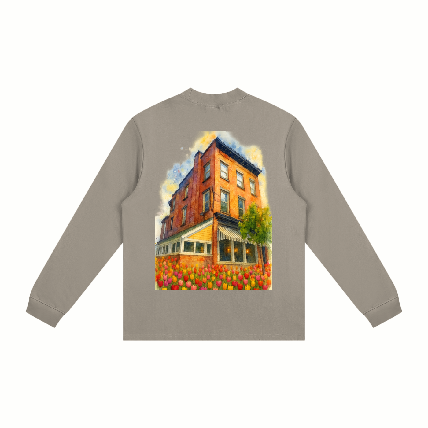 Tulip Front/ 293 State WaterColor Back Essential Non-Shrink Mock Neck Sweatshirt