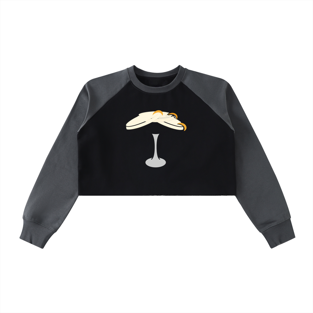 Espressotripi Raw-Hem Color-Block Raglan Crop Sweatshirt