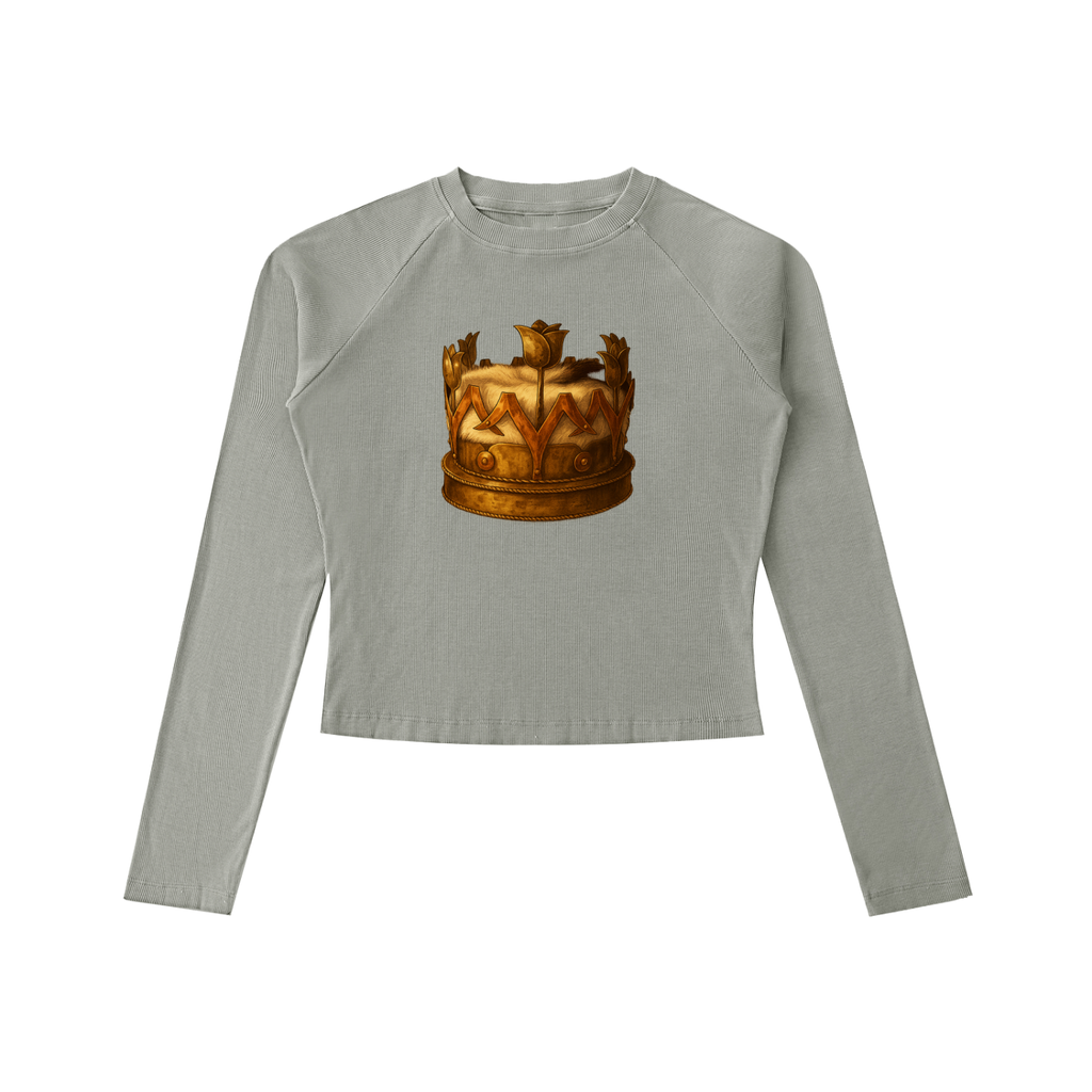Tulip Crown Dyed Washed Raglan Long Sleeve Slim T-Shirt