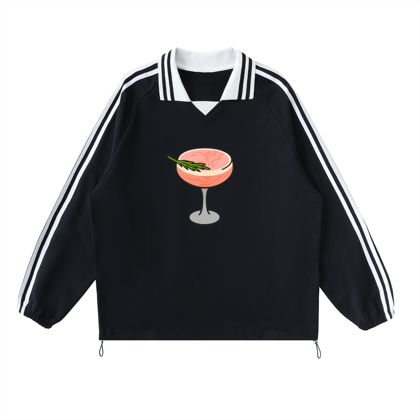 Contrast Striped Lapel Collar Sweatshirt