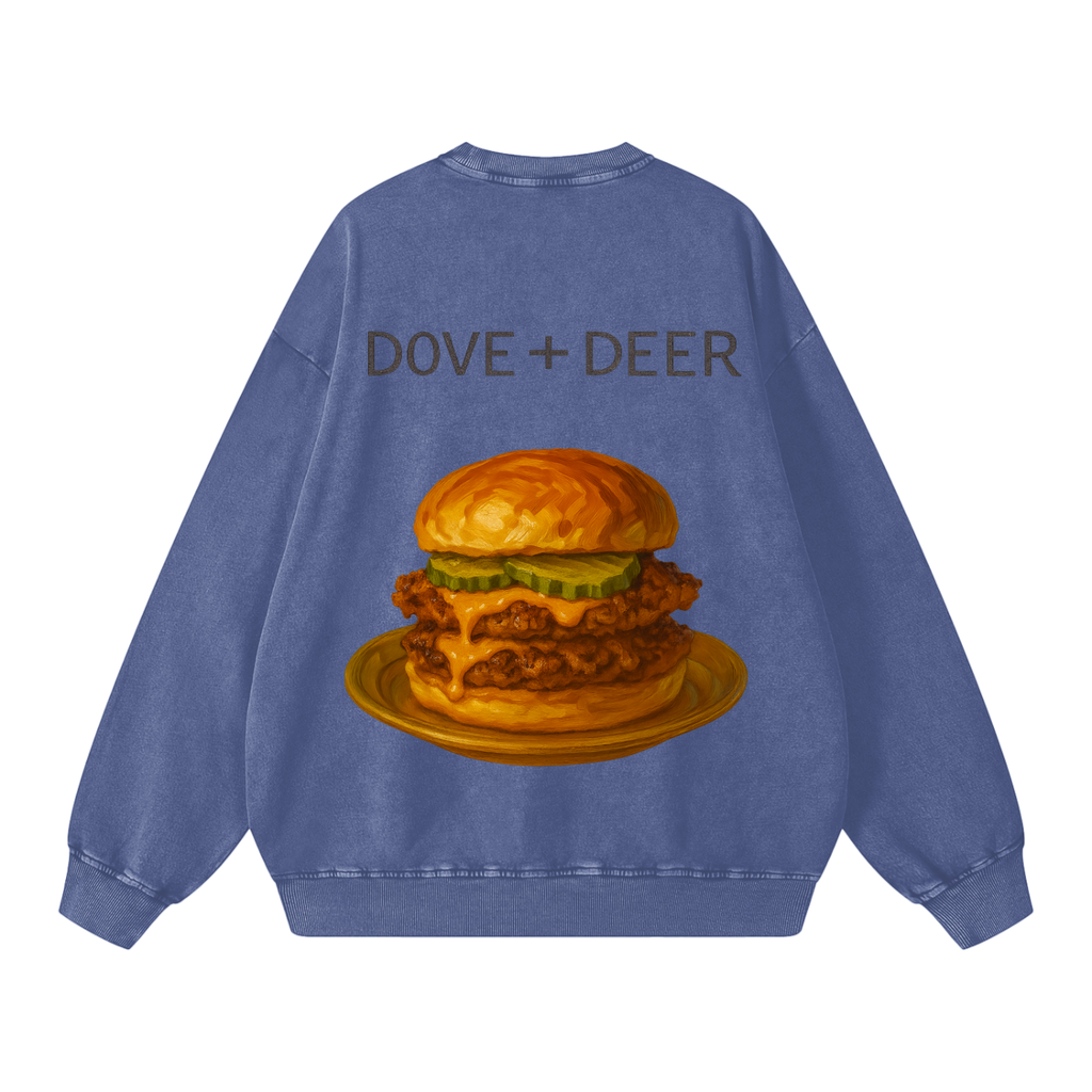 Tulip Front/ Burger Back Snow Washed Oversized Sweatshirt