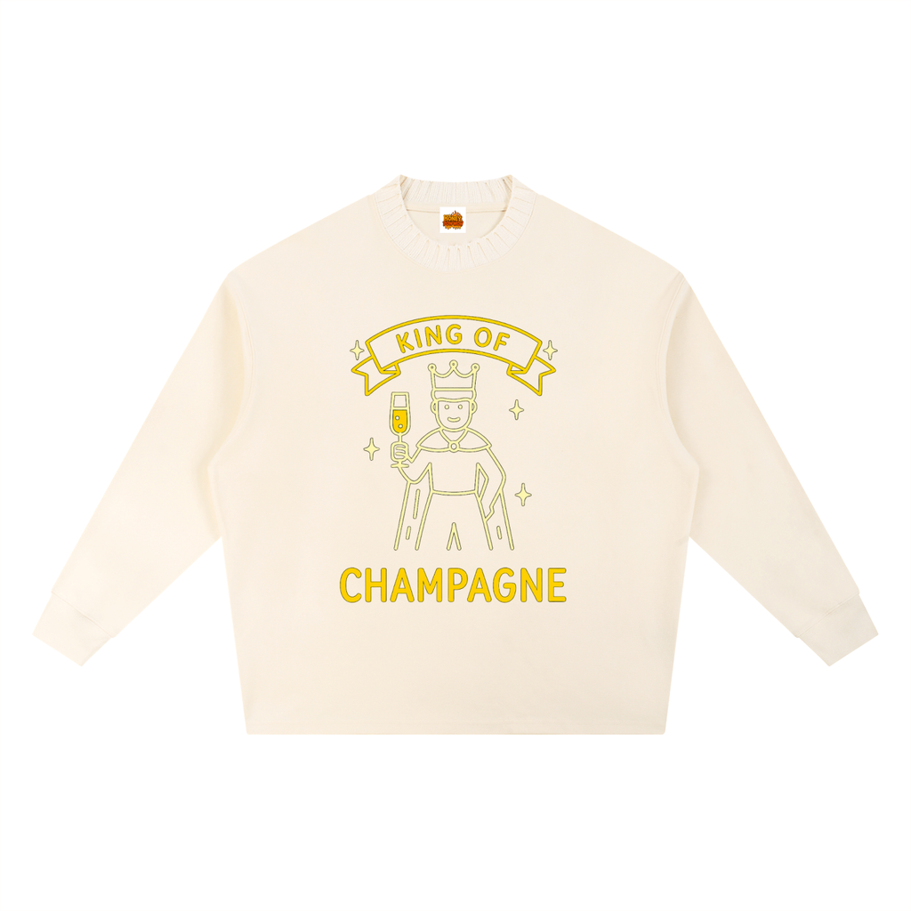 King of Champagne Knitted Round Neck Oversize Sweatshirt