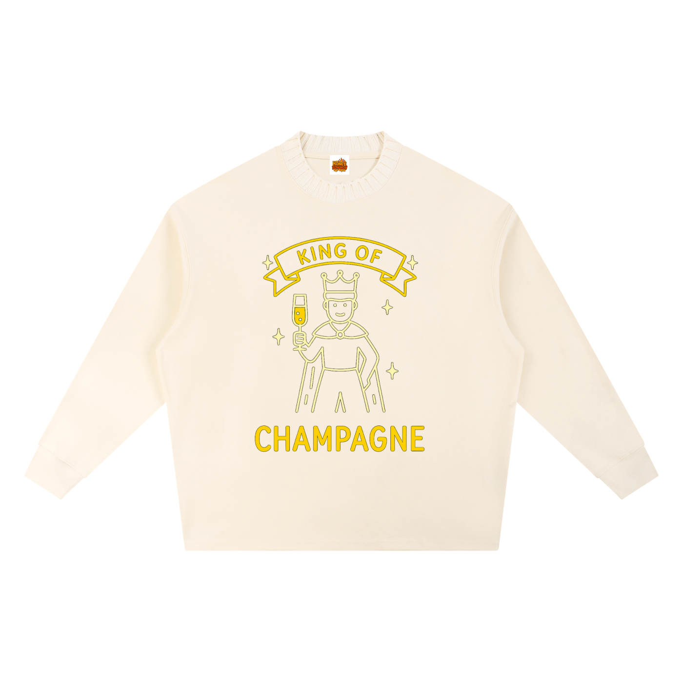 King of Champagne Knitted Round Neck Oversize Sweatshirt