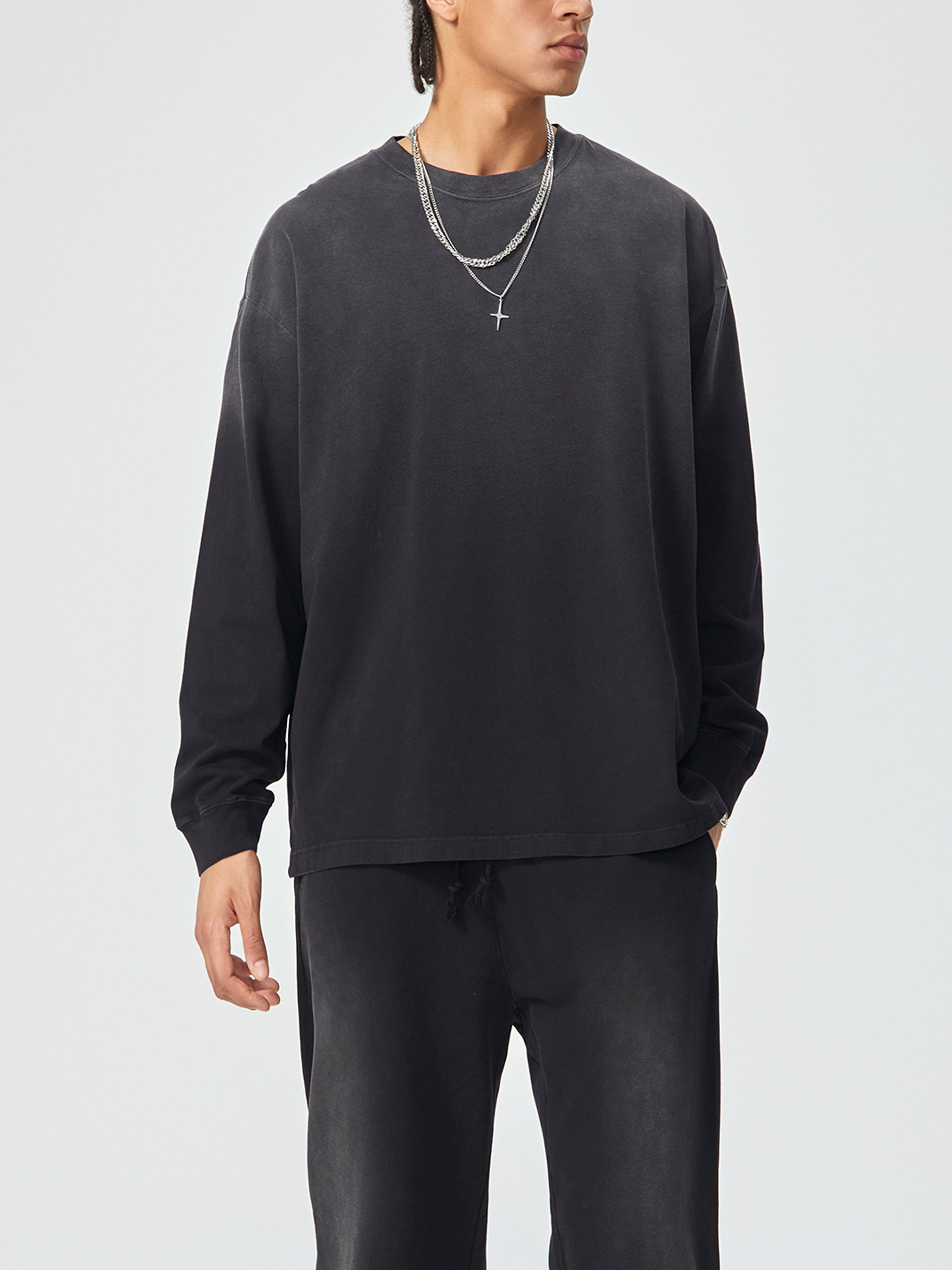 Dove + Deer Graf Gradient Washed Long Sleeve T-Shirt