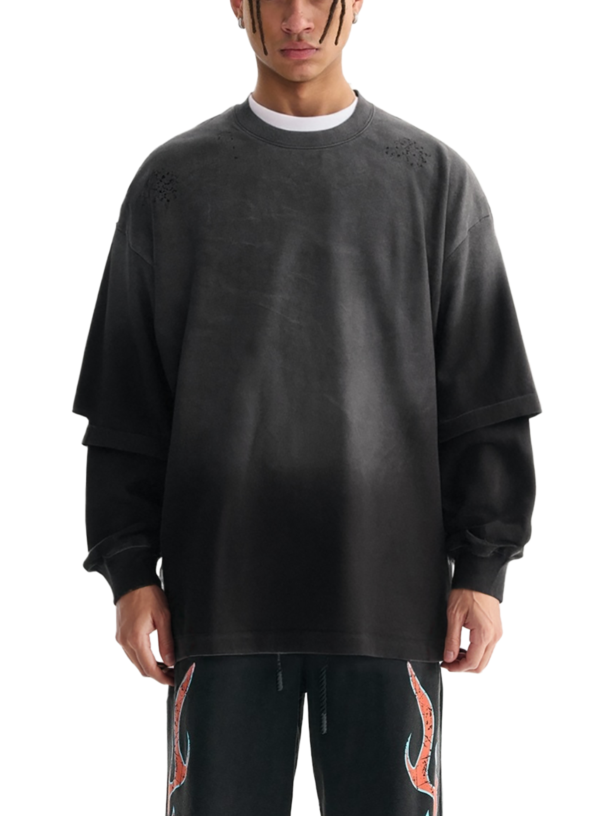 Buel House Sunfade Hand-Frayed Faux Two-Piece T-Shirt