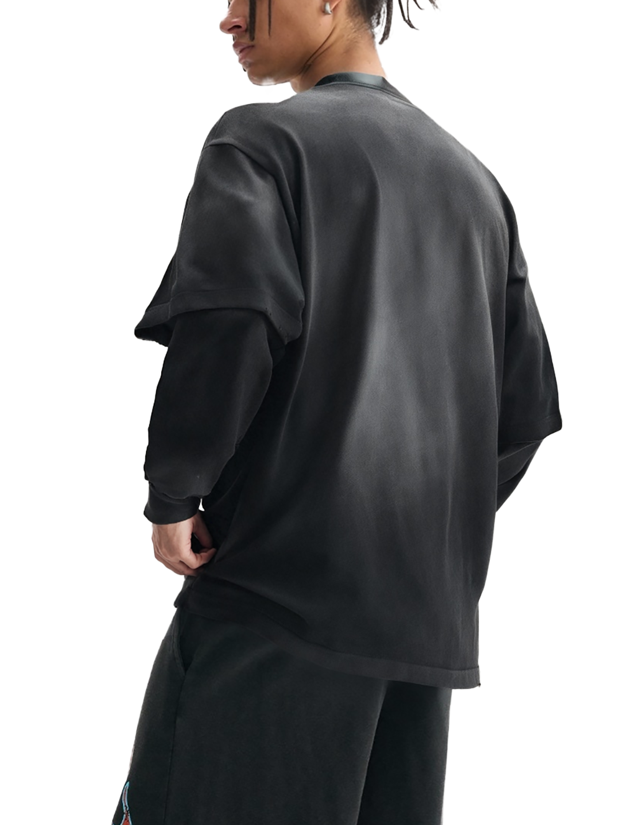 Dove + Deer Espressotini Sunfade Hand-Frayed Faux Two-Piece T-Shirt