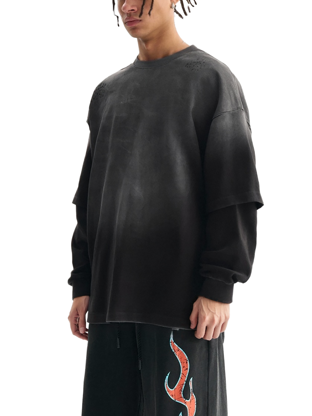Buel House Sunfade Hand-Frayed Faux Two-Piece T-Shirt