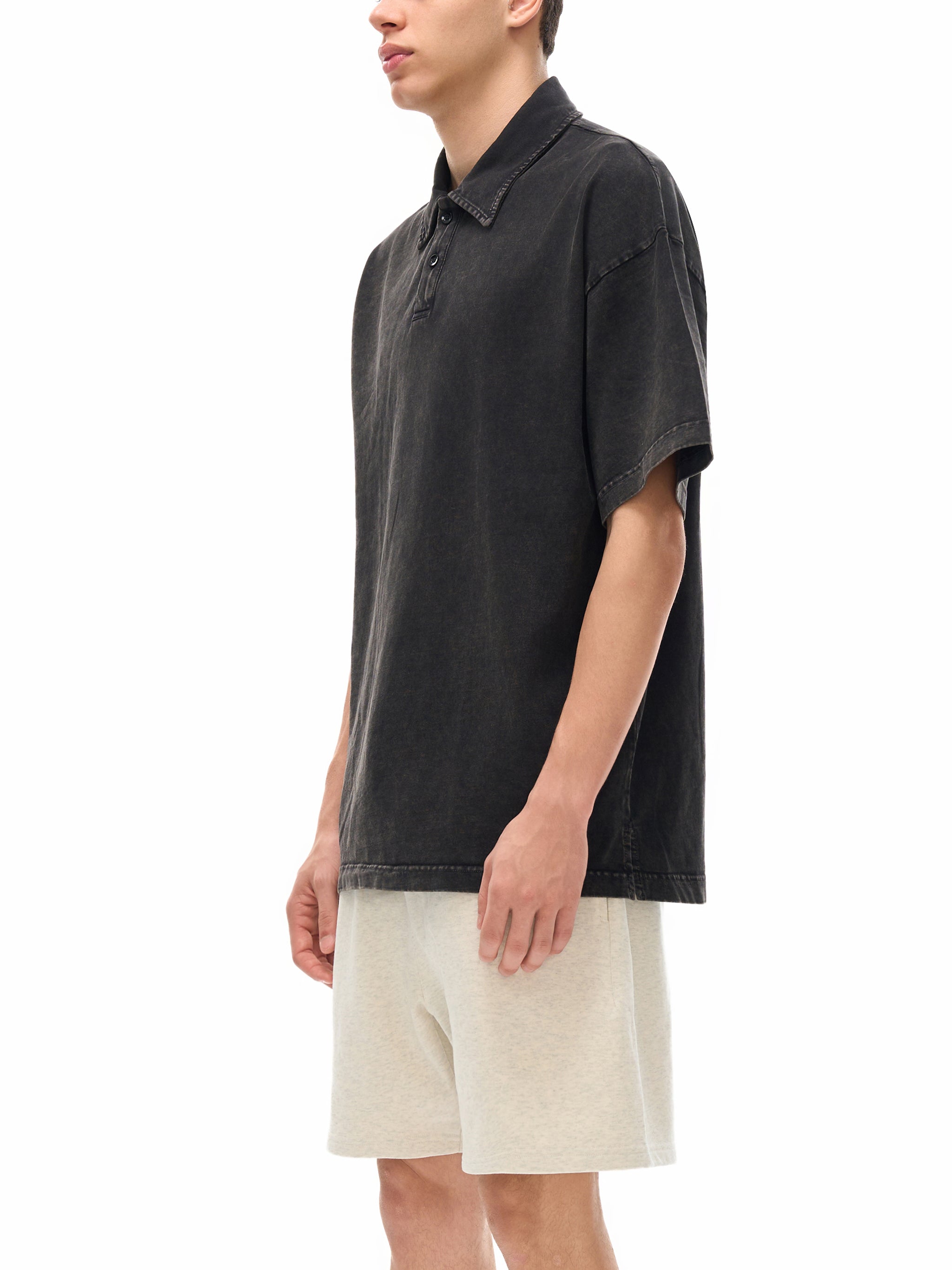 Dove + Deer Espressotini Heavyweight Snow-Washed Polo T-Shirt