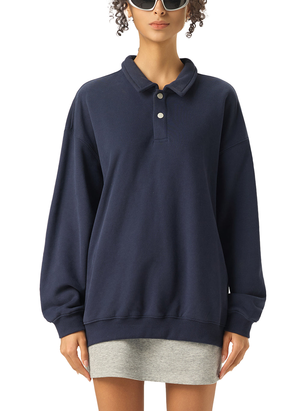 Torch Back/ Falcon Front Stained Glass Heavyweight Polo-Collar Sweatshirt