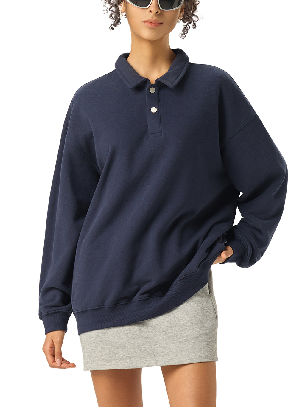 Torch Back/ Falcon Front Stained Glass Heavyweight Polo-Collar Sweatshirt