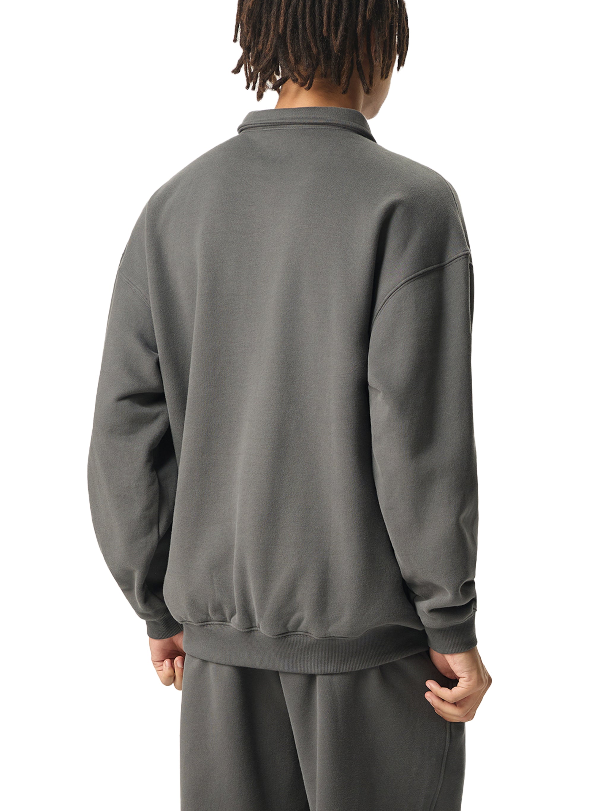 Torch Back/ Falcon Front Stained Glass Heavyweight Polo-Collar Sweatshirt