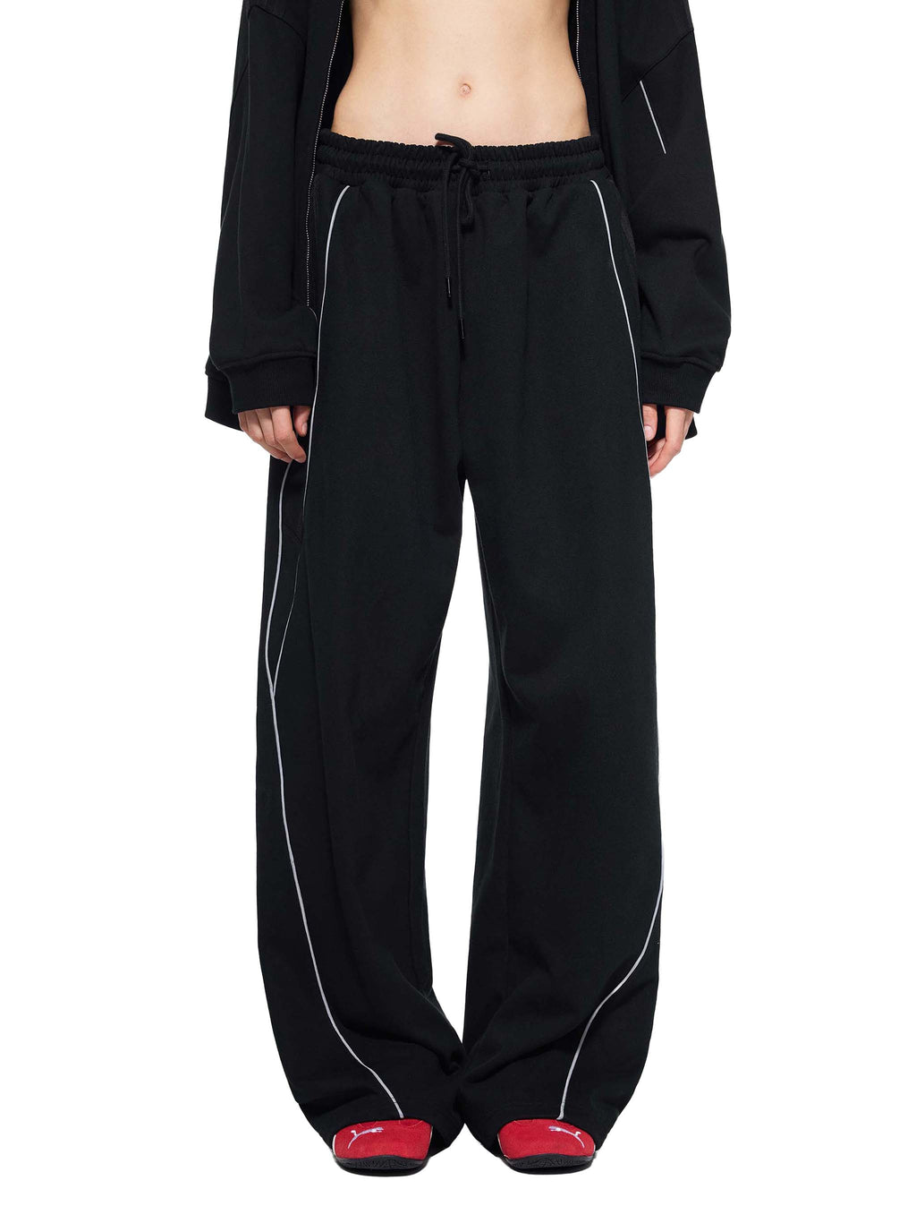 Bumbles Heart Wing Reflection Striped Straight-Leg Sweatpants