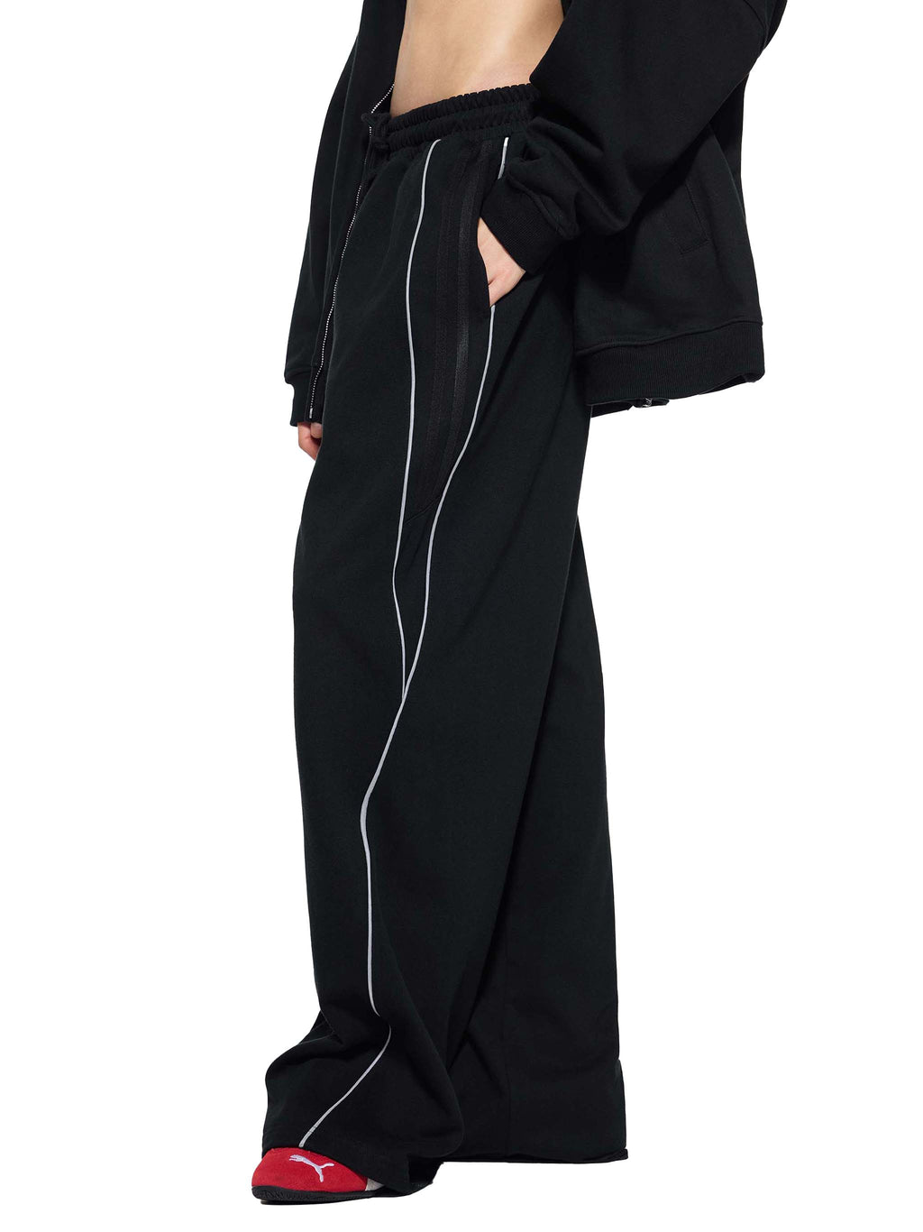 Bumbles Heart Wing Reflection Striped Straight-Leg Sweatpants