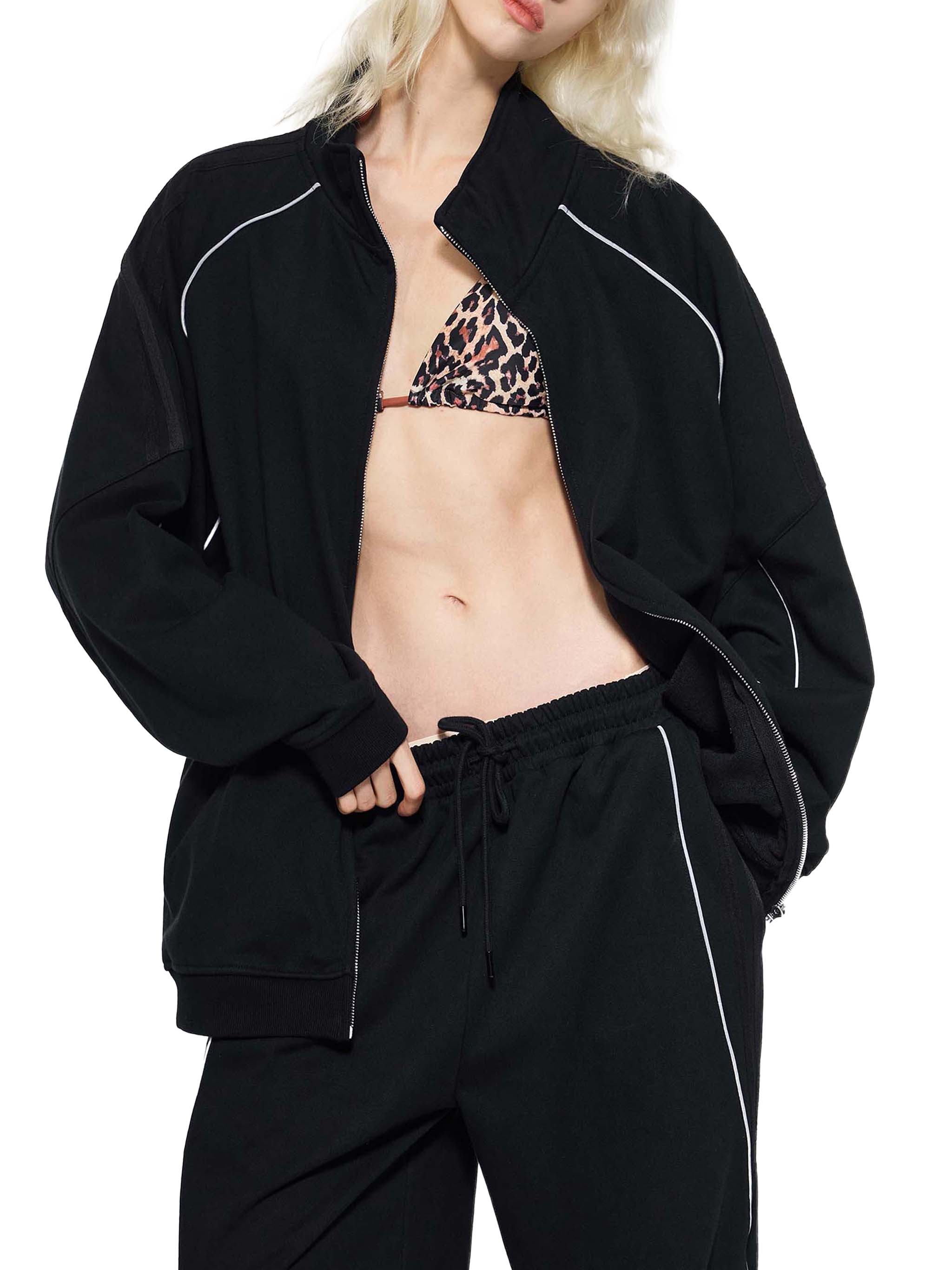 Reflection Striped Raglan Sleeve  Jacket