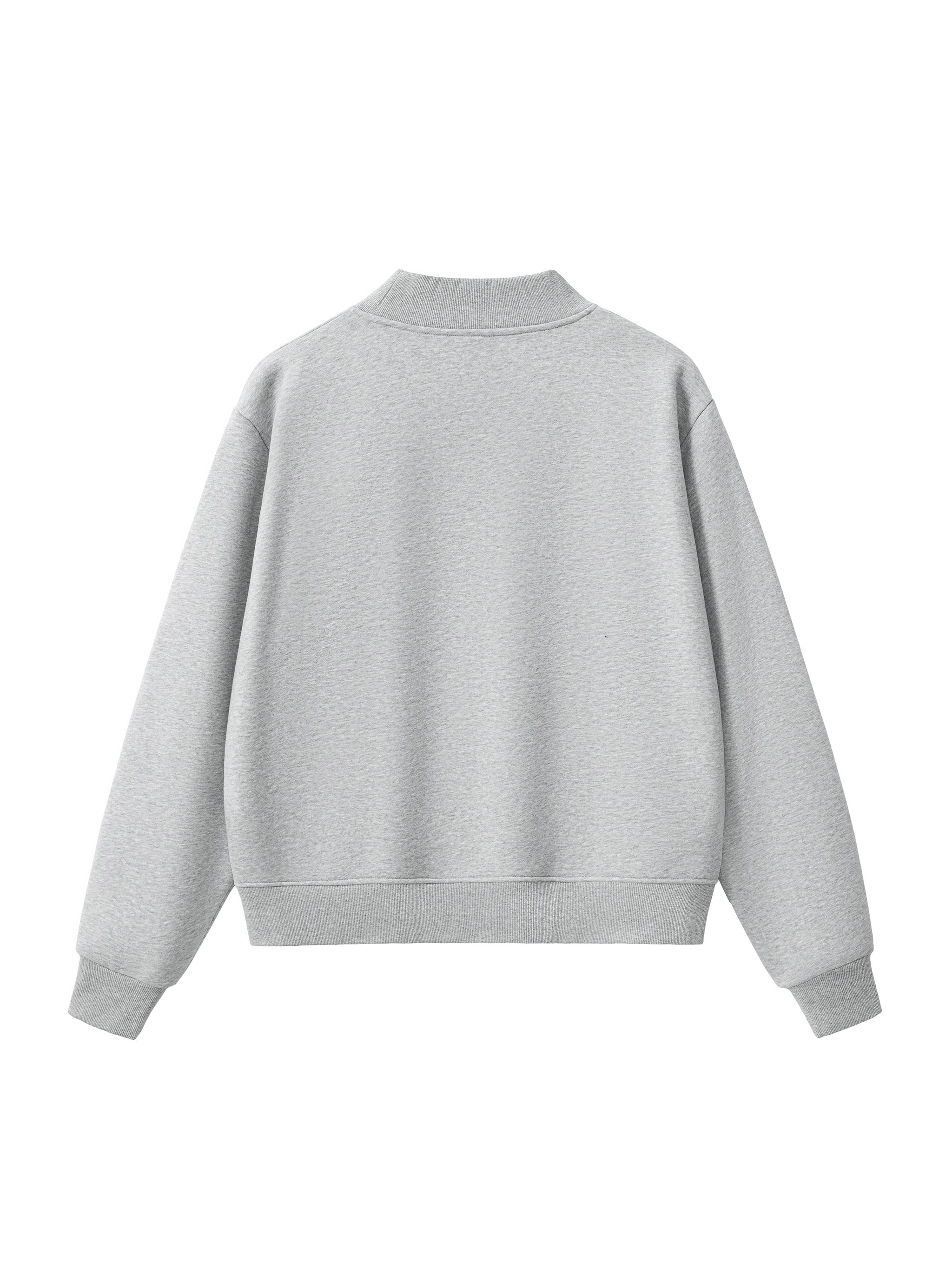 White Pom Essential Fleece Mid-Neck Crew Sweatshirt