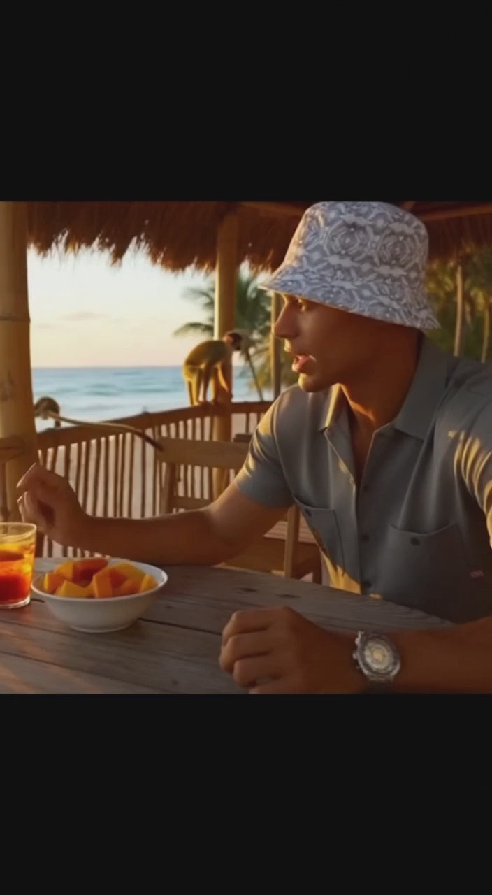 Jumping Monkey Patterned Reversible bucket hat