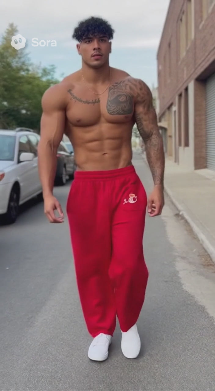 Bumbles Heart Wing Reflection Striped Straight-Leg Sweatpants